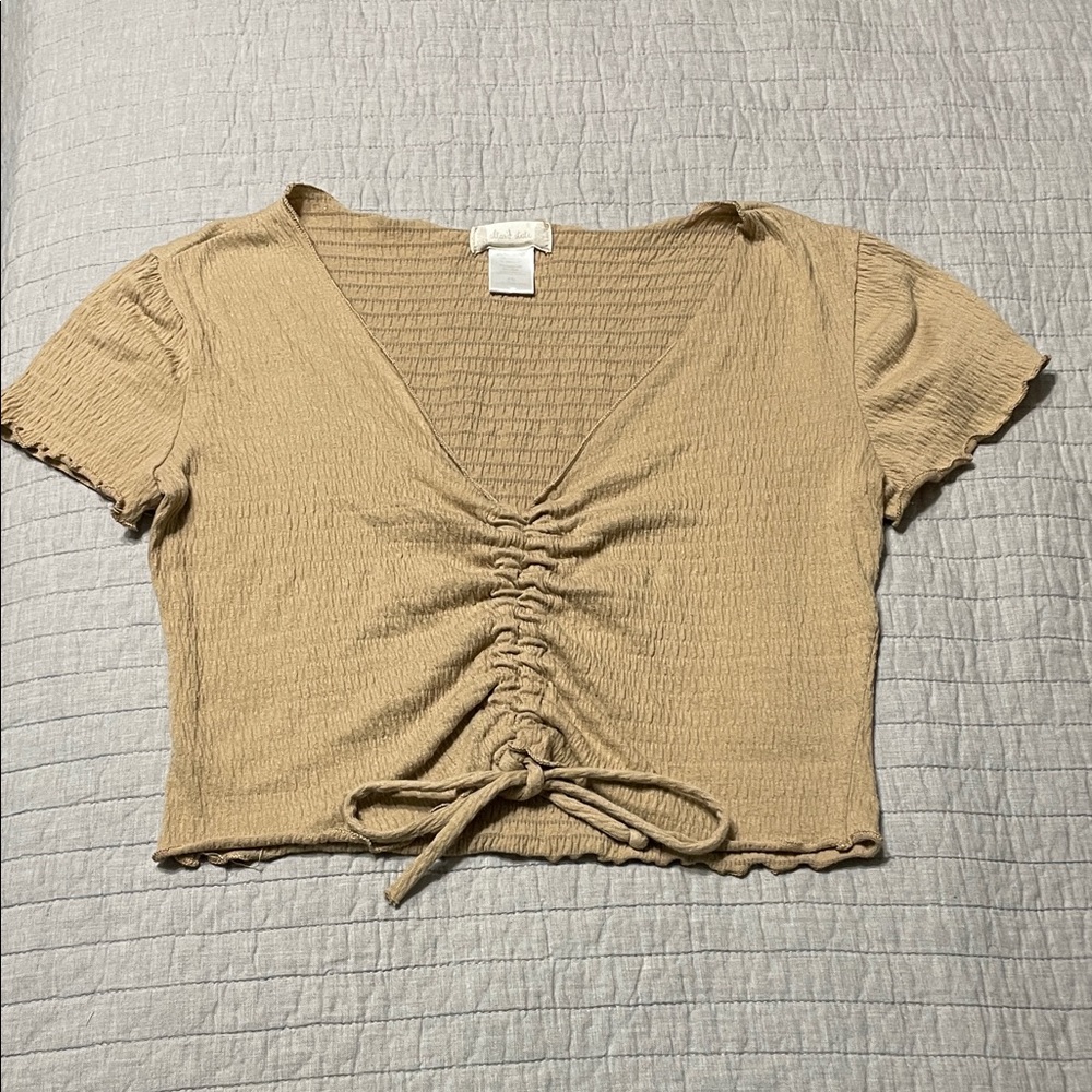Altar'd State Ruched Crop Top V Neck XS Casual